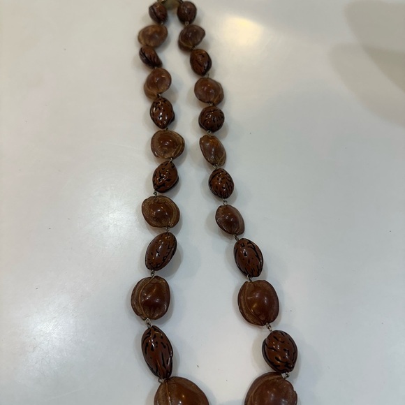 NUT NECKLACE Brown Necklace Featuring Various Size Nut’s. Unique - Picture 3 of 7